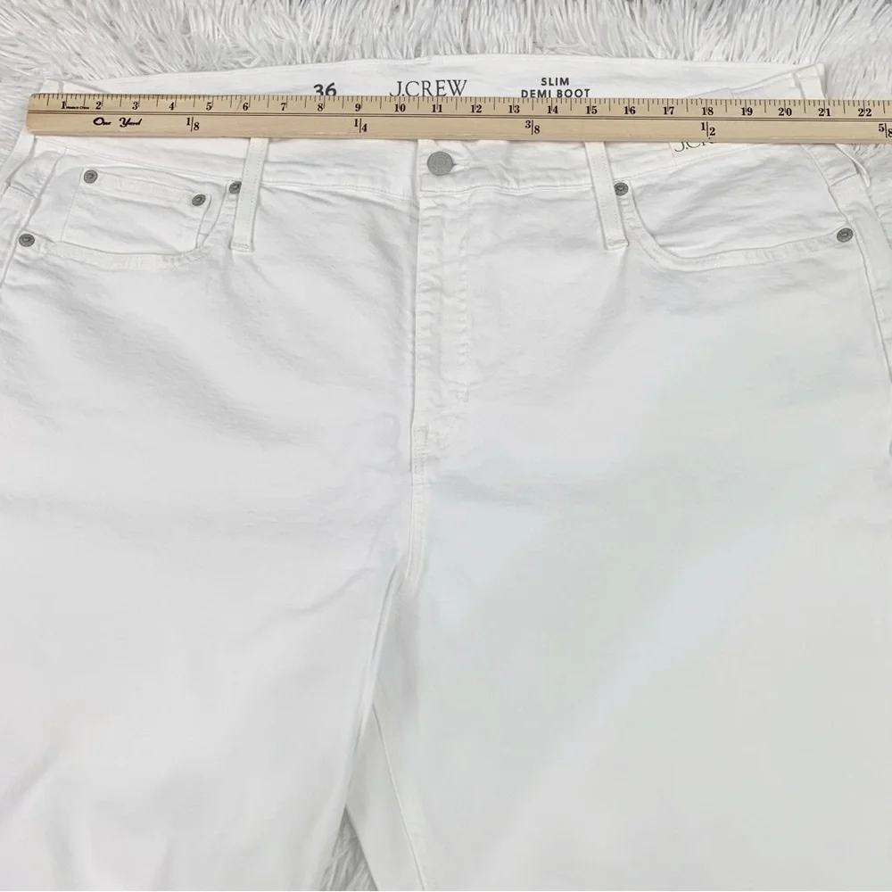 J Crew high rise‎ Slim demi-boot jean in white wash flared leg